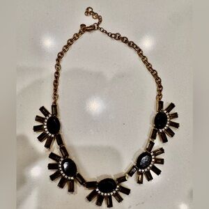 J. Crew Elegant Black and Gold Statement Necklace